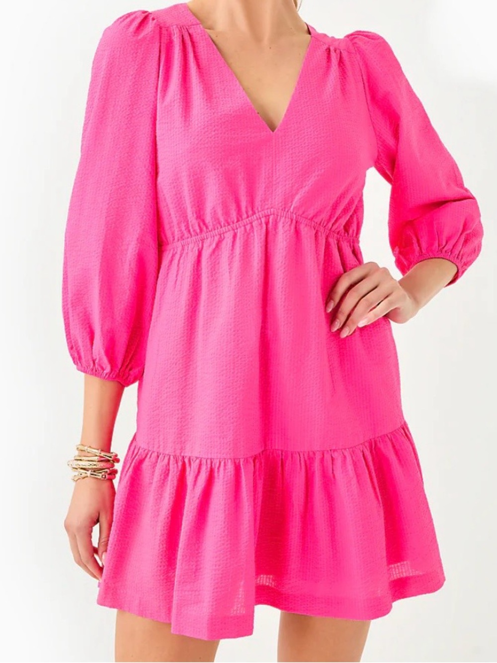 Lilly Pulitzer Women Hot Pink V-Neck Mini Dress Size 8